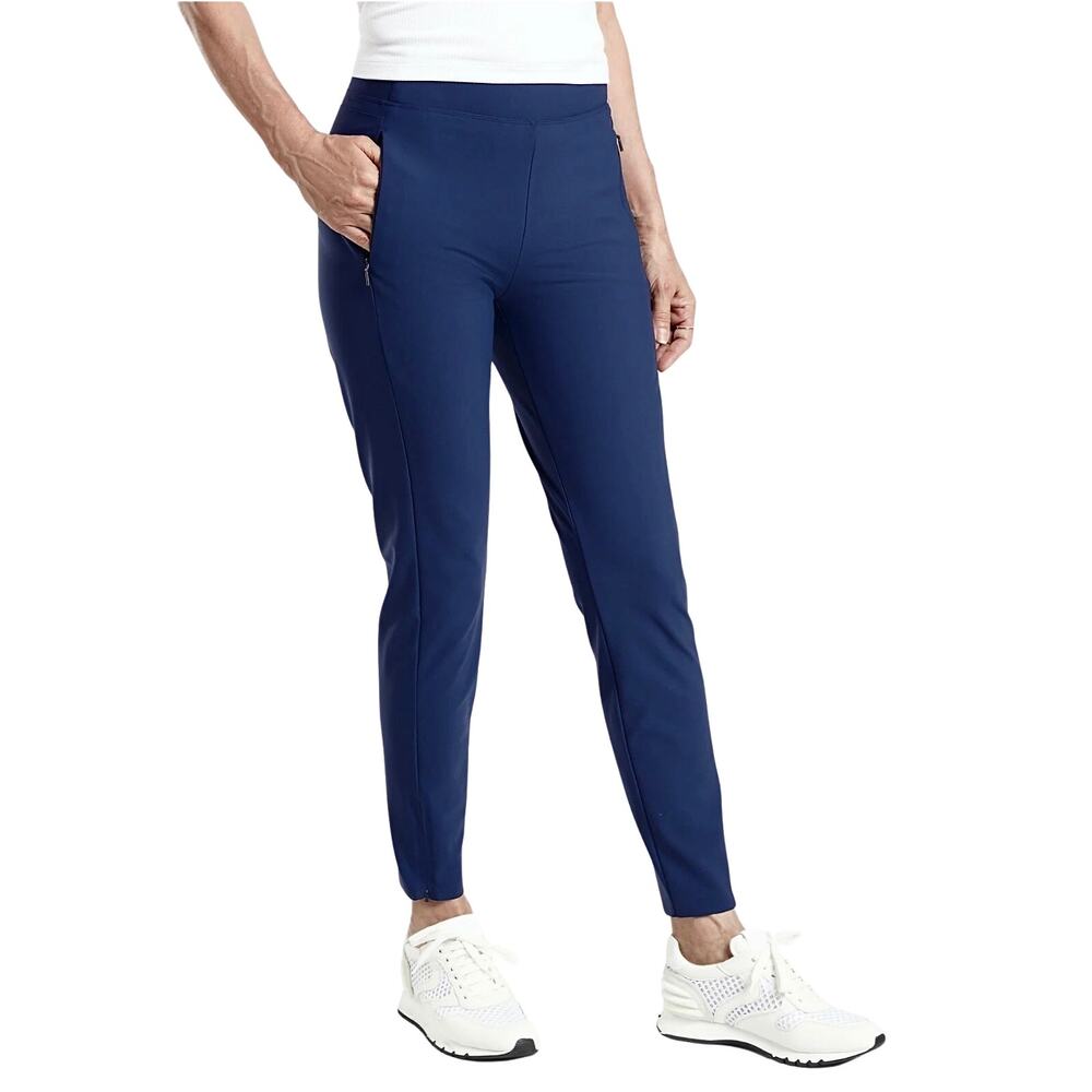 Athleta Navy Blue Stellar Tight Ankle Zip Pants Travel Work Women’s Size 12 NWT
